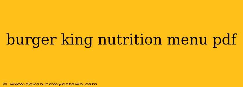 burger king nutrition menu pdf