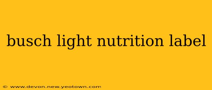 busch light nutrition label