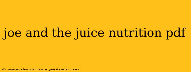 joe and the juice nutrition pdf