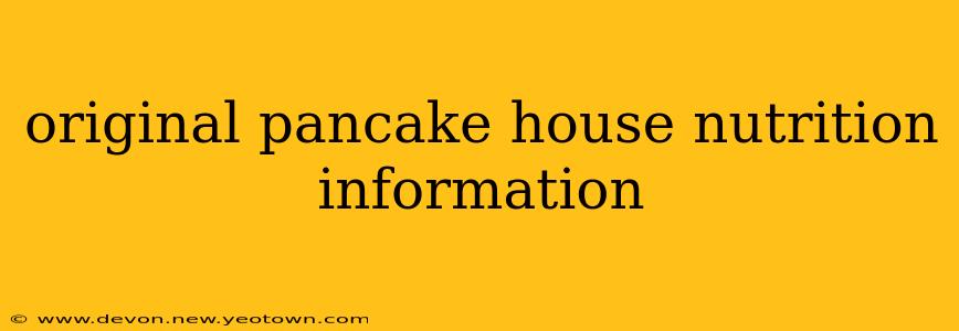 original pancake house nutrition information