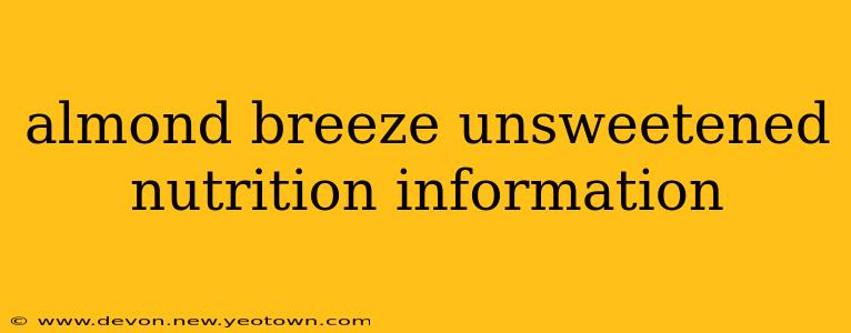 almond breeze unsweetened nutrition information