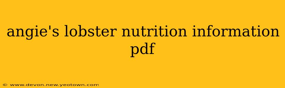 angie's lobster nutrition information pdf