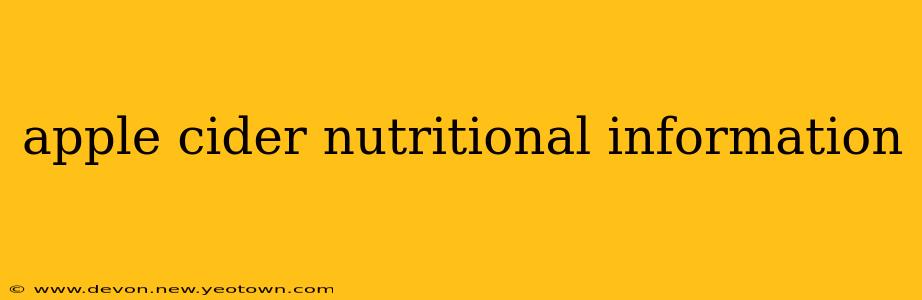 apple cider nutritional information