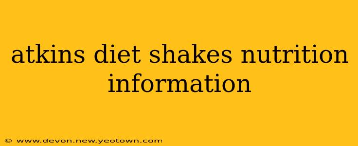 atkins diet shakes nutrition information
