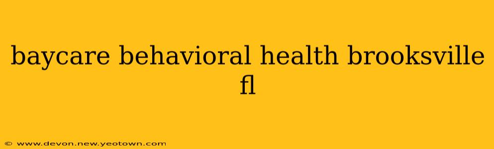 baycare behavioral health brooksville fl