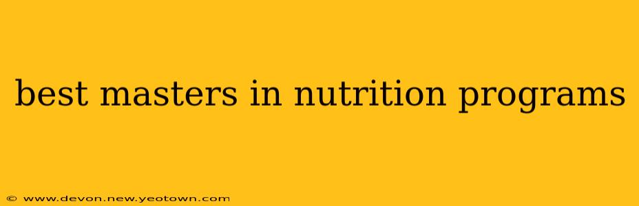 best masters in nutrition programs