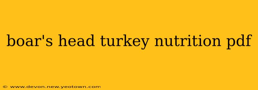 boar's head turkey nutrition pdf