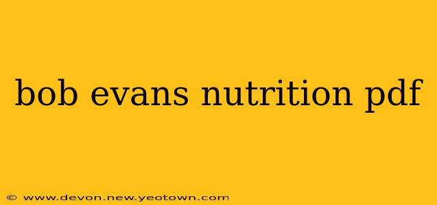 bob evans nutrition pdf