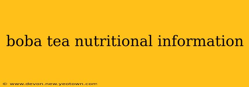 boba tea nutritional information