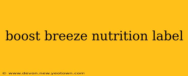 boost breeze nutrition label