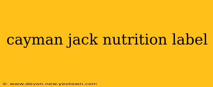 cayman jack nutrition label