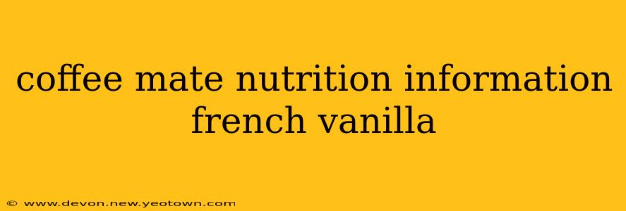 coffee mate nutrition information french vanilla