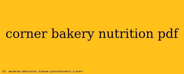 corner bakery nutrition pdf