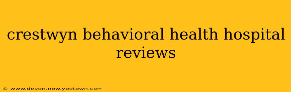 crestwyn behavioral health hospital reviews