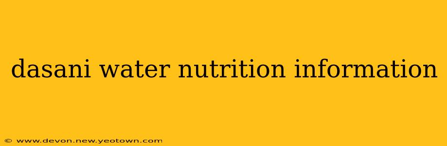 dasani water nutrition information