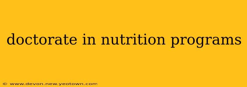 doctorate in nutrition programs