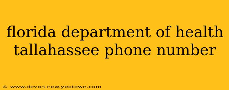 florida department of health tallahassee phone number