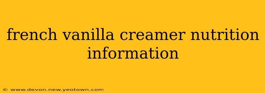 french vanilla creamer nutrition information