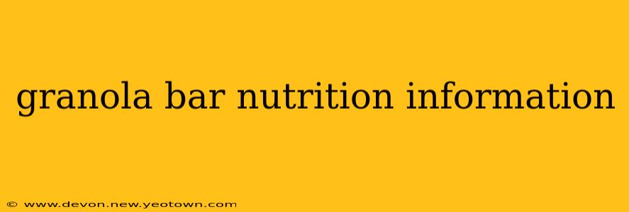 granola bar nutrition information