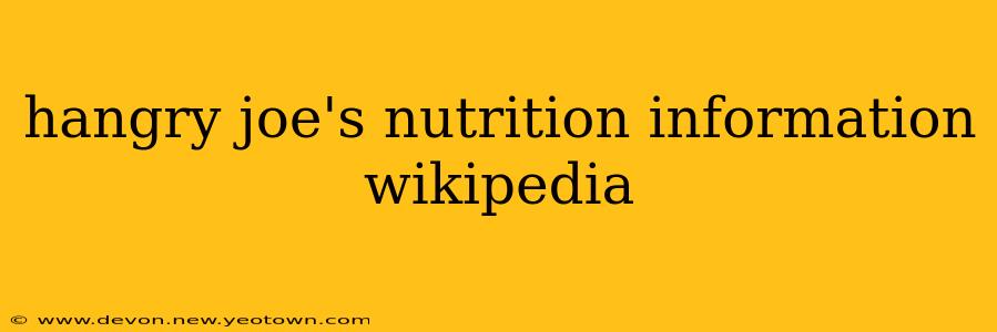 hangry joe's nutrition information wikipedia