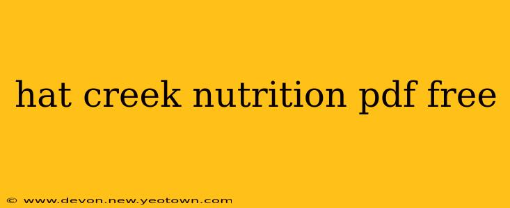 hat creek nutrition pdf free