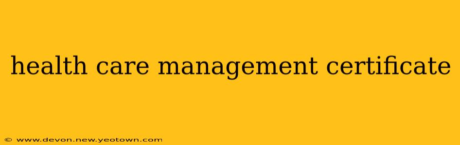 health care management certificate