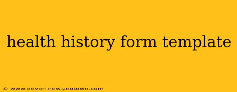 health history form template