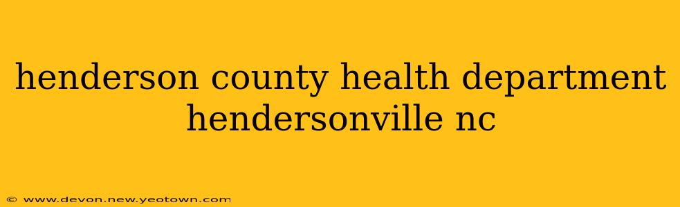henderson county health department hendersonville nc