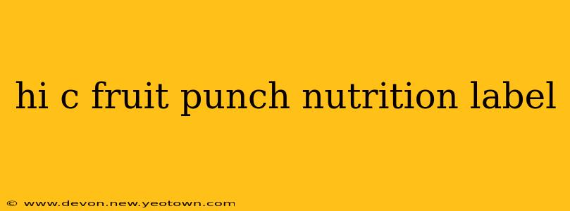 hi c fruit punch nutrition label