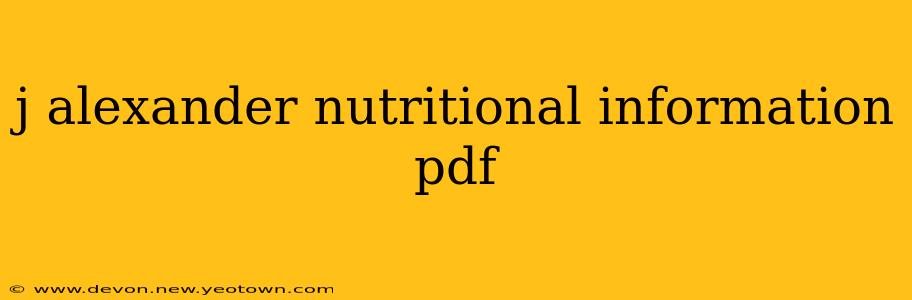 j alexander nutritional information pdf