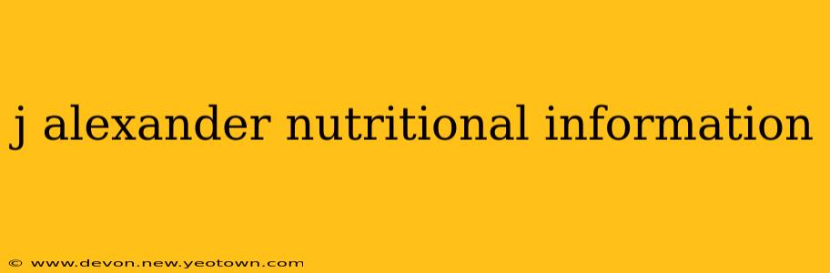 j alexander nutritional information
