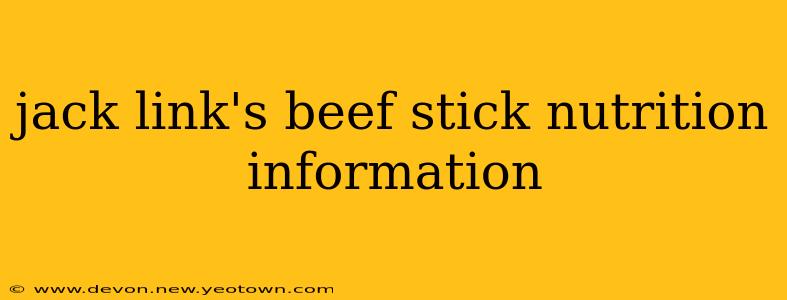 jack link's beef stick nutrition information