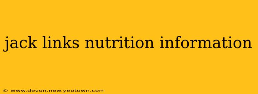 jack links nutrition information