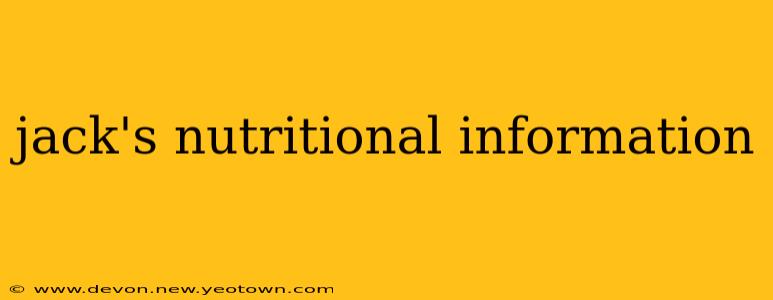 jack's nutritional information