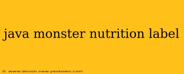 java monster nutrition label