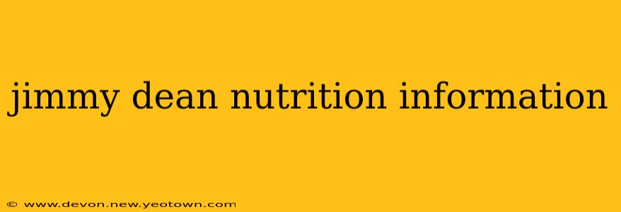 jimmy dean nutrition information