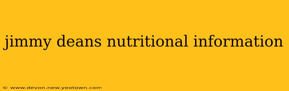 jimmy deans nutritional information