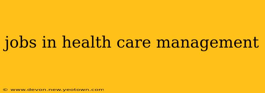 jobs in health care management