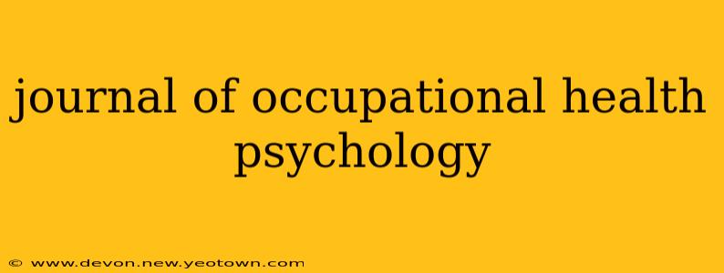 journal of occupational health psychology