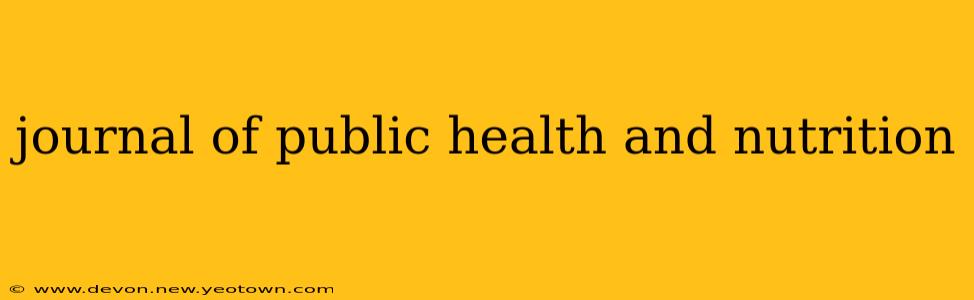 journal of public health and nutrition