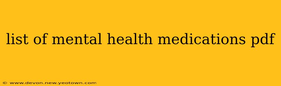 list of mental health medications pdf