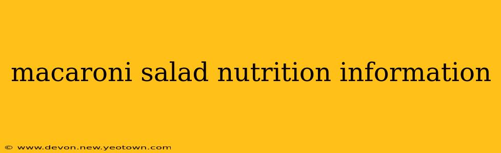 macaroni salad nutrition information