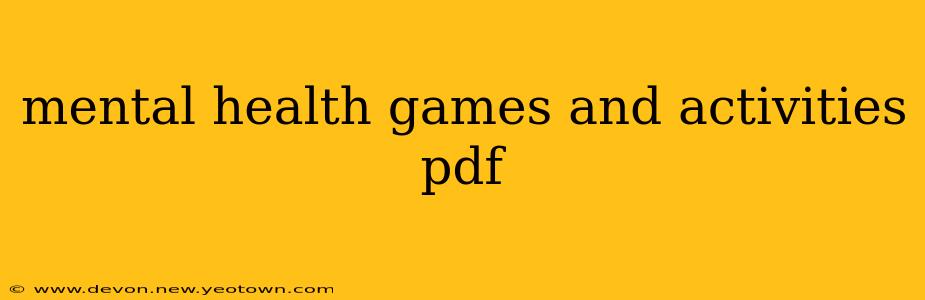 mental health games and activities pdf
