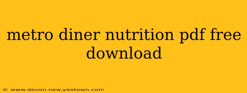 metro diner nutrition pdf free download