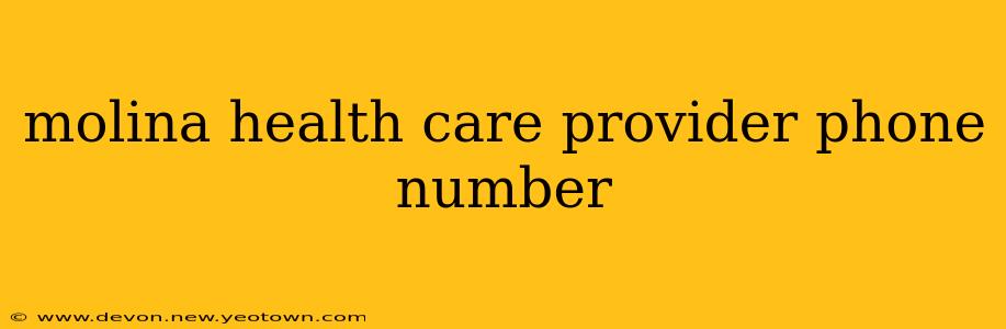 molina health care provider phone number