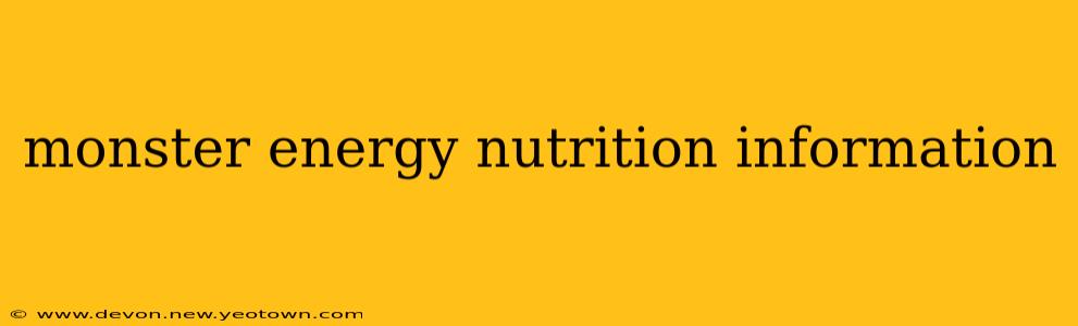 monster energy nutrition information