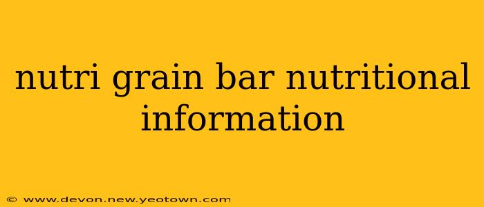 nutri grain bar nutritional information