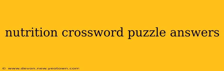 nutrition crossword puzzle answers