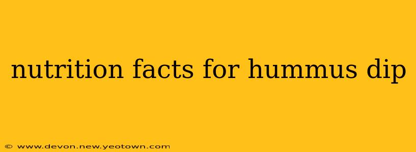 nutrition facts for hummus dip