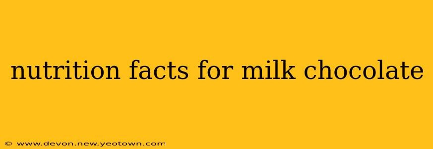nutrition facts for milk chocolate